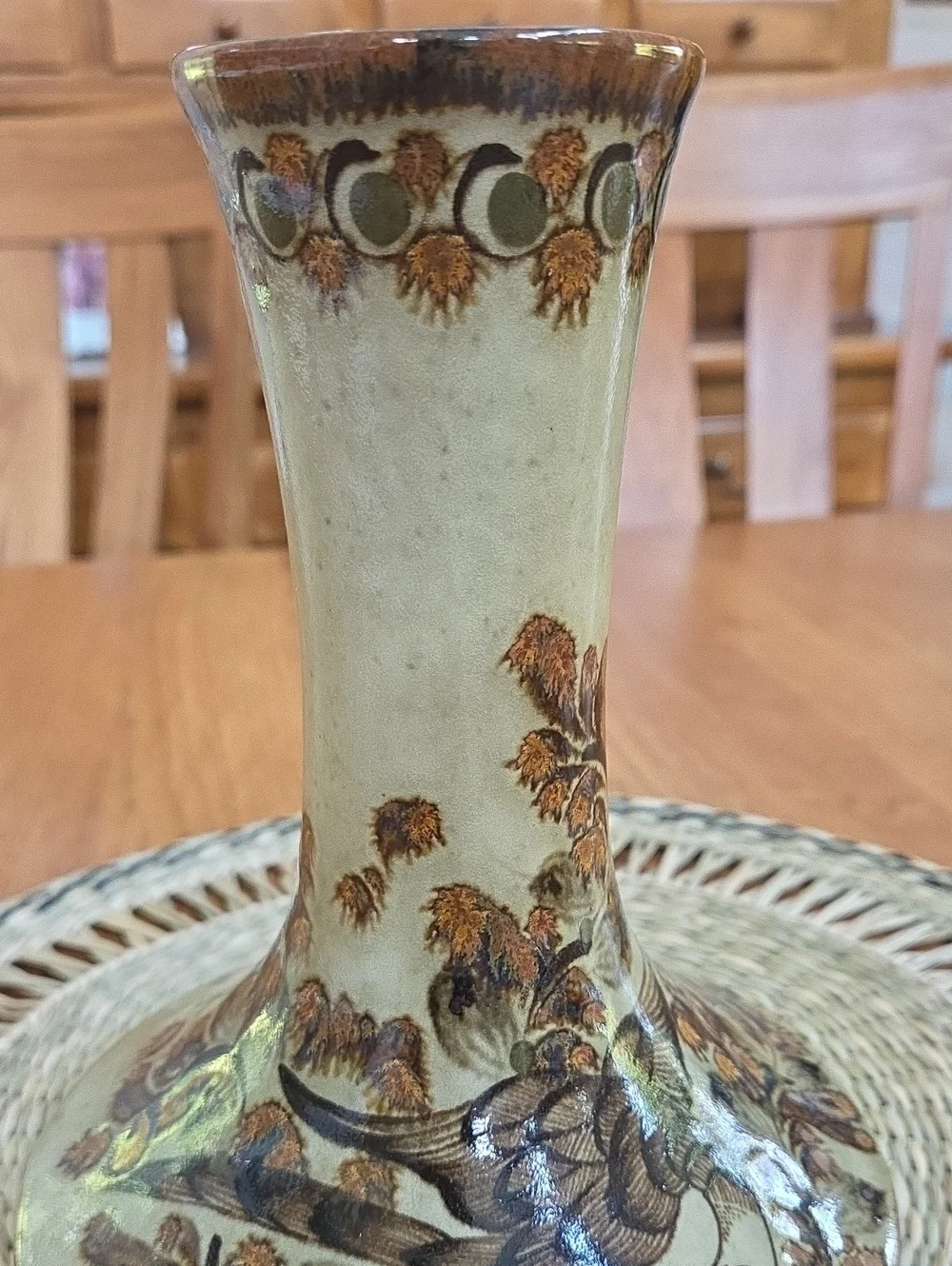 Signed Carlos Villanueva Vintage Pottery Vase | Mexican Folk Art | Bird Motif